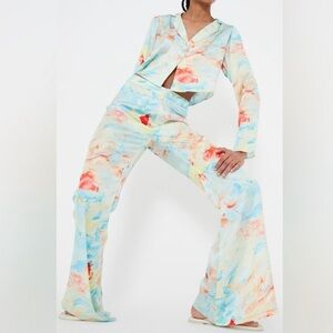 Wild Pony Satin Tie-Dye Swirl Print Co-ord Set, sz M